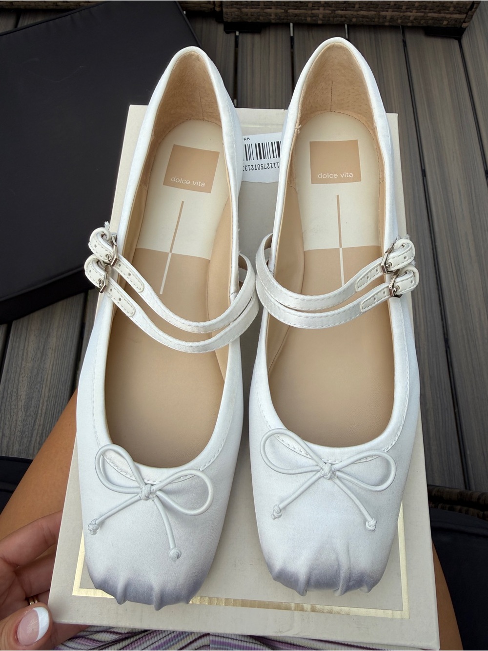 Dolce Vita Gibsen White Dual-Strap Ballet Flats